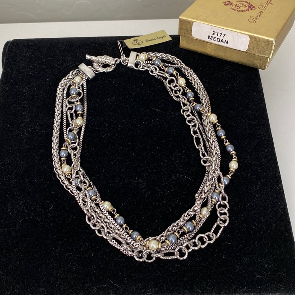 Premier Designs Megan Necklace Multi Strands Toggle Clasp Gorgeous NEW with Tag